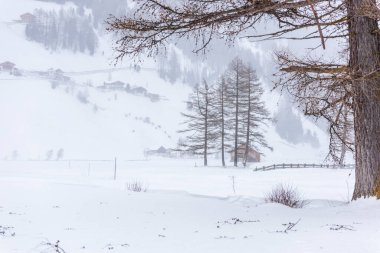 Donmuş bir köy manzarası, kış manzarası