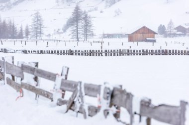 Donmuş bir köy manzarası, kış manzarası