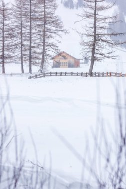 Donmuş bir köy manzarası, kış manzarası