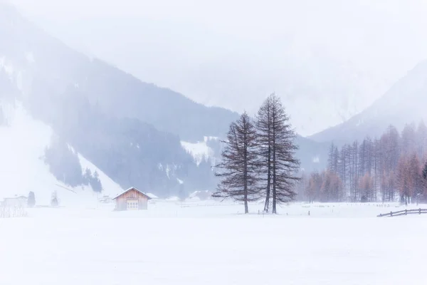冰封的村庄 冬季的风景 — 图库照片