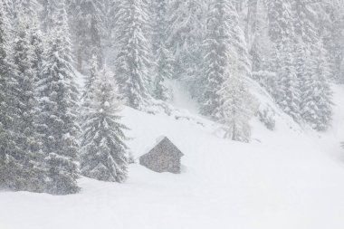Kar yağarken Sappada antik köy binalarının manzarası çok güzel. 