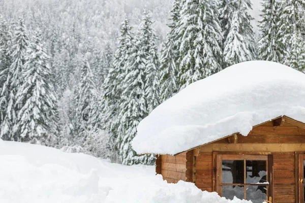 Wooden House Snowy Forest — Stock Photo, Image