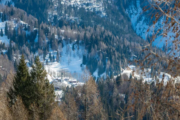 Vista Comuna Sauris Província Udine Região Italiana Friuli Venezia Giulia — Fotografia de Stock