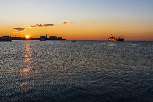 Sunset Audace Pier Trieste Colors Fire Water Italy — Stock Photo, Image