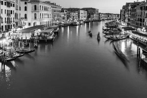 Foto Preto Branco Veneza Noite — Fotografia de Stock