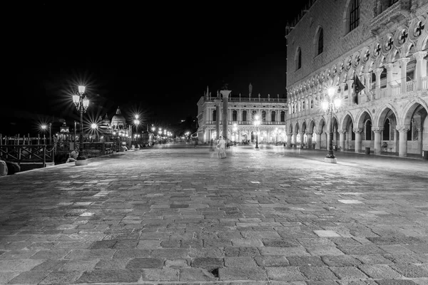 Photo Noir Blanc Venise Dans Soirée — Photo