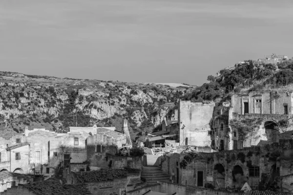 Matera Sassi Sasso Barisano Gün Batımında Mağara Evlerinin Büyüsü Unesco — Stok fotoğraf