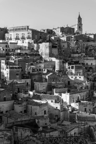 Matera Talya Daki Antik Şehir Sokakları Evlerin Manzarası — Stok fotoğraf