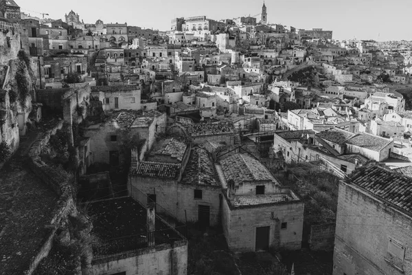 Pohled Starobylé Městské Ulice Domy Matera Itálie — Stock fotografie