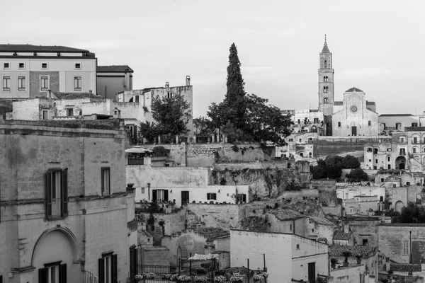 Matera Talya Daki Antik Şehir Sokakları Evlerin Manzarası — Stok fotoğraf