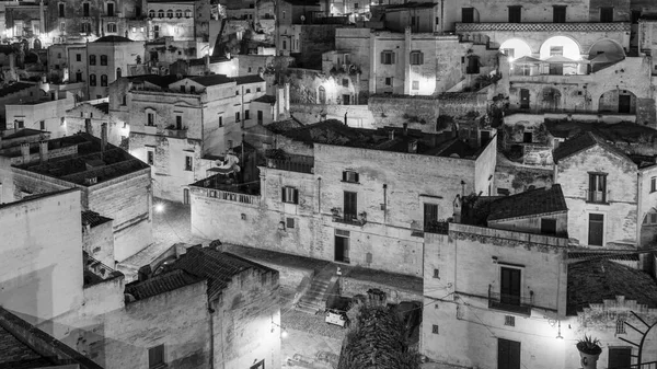 Night View Ancient City Streets Houses Matera Italy — Stock Photo, Image