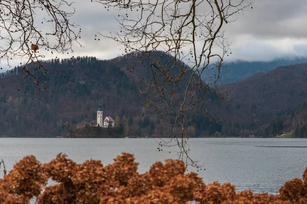 Utsikt Över Sjön Bled Slovenien December 2018 — Stockfoto