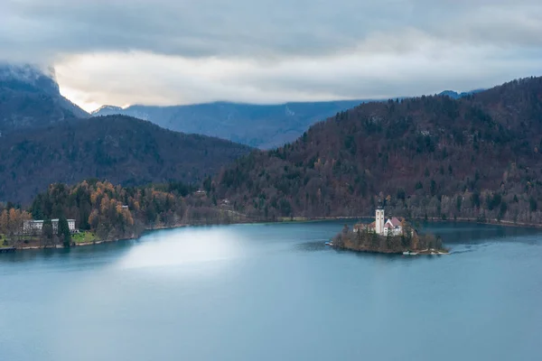 Výhled Jezero Bled Slovinsko Prosinec 2018 — Stock fotografie