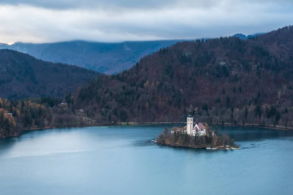 Vista Lago Bled Slovenia Dicembre 2018 — Foto Stock