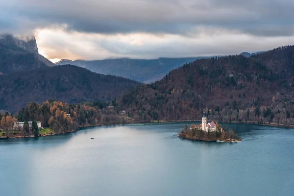 Výhled Jezero Bled Slovinsko Prosinec 2018 — Stock fotografie