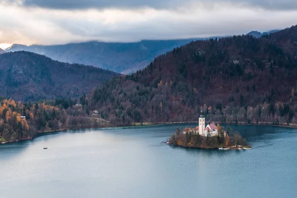 Vista Lake Bled Eslovênia Dezembro 2018 — Fotografia de Stock