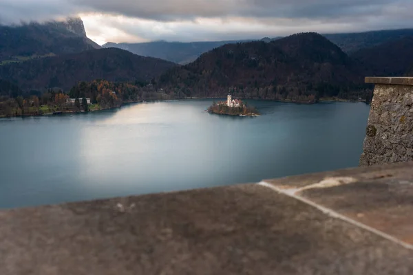 Utsikt Över Sjön Bled Slovenien December 2018 — Stockfoto