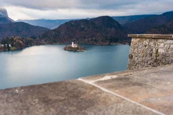 Utsikt Över Sjön Bled Slovenien December 2018 — Stockfoto