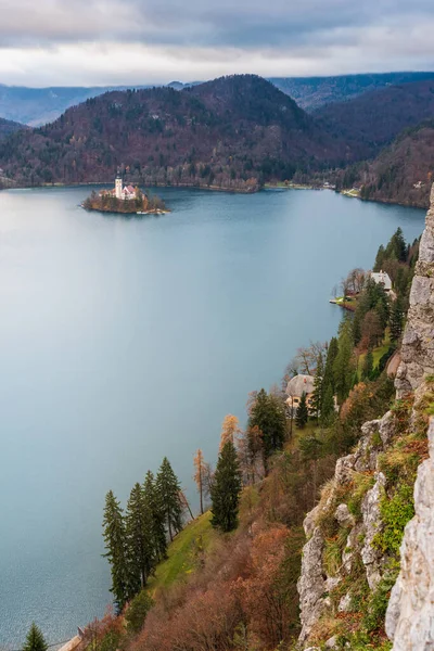 Vista Lago Bled Eslovenia Diciembre 2018 —  Fotos de Stock