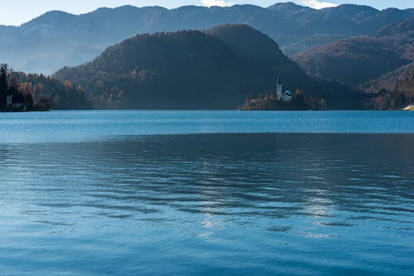 Vista Lake Bled Eslovênia Dezembro 2018 — Fotografia de Stock