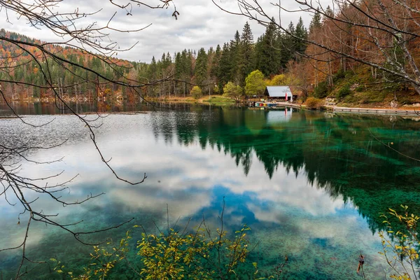 Belo Lago Inferior Fusine Friuli Itália — Fotografia de Stock