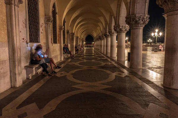 Venecia Italia Julio 2018 Vista Nocturna Del Palacio Ducal Piazza — Foto de Stock