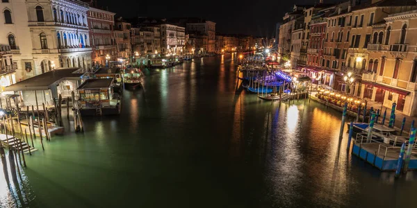 Vista Del Gran Canal Por Noche Venecia Italia —  Fotos de Stock