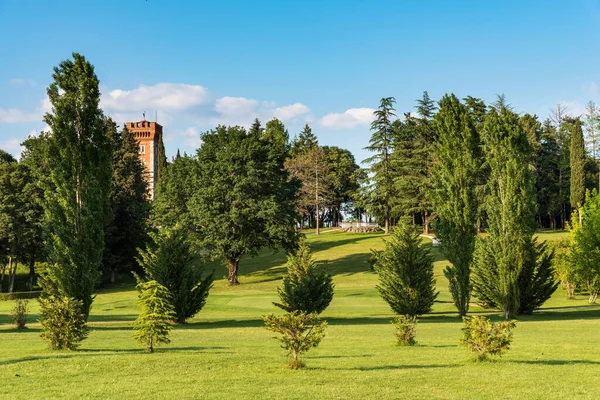 Gyönyörű Kilátás Nyílik Nyári Park Közelében Spessa Kastély Olaszország — Stock Fotó