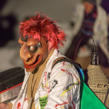 Friuli Venezia Giulia 'nın dağlık Carnia bölgesinde Sauris Karnavalı 