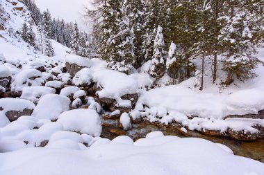 İtalya 'nın dağlarındaki Sappada köyünün manzarası