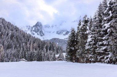 İtalya 'nın dağlarındaki Sappada köyünün manzarası