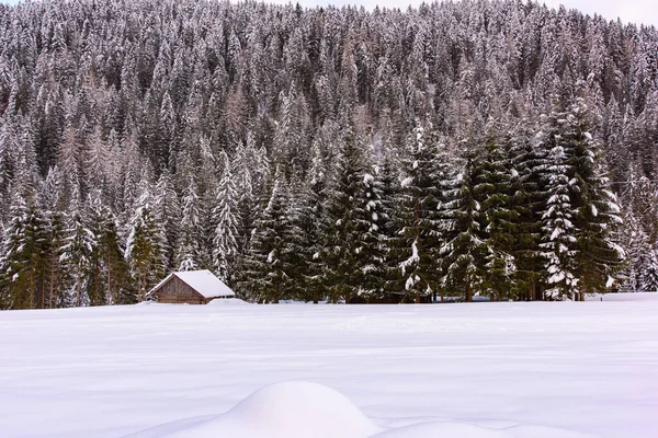 Escénica Vista Invernal Del Pueblo Sappada Las Montañas Italia —  Fotos de Stock