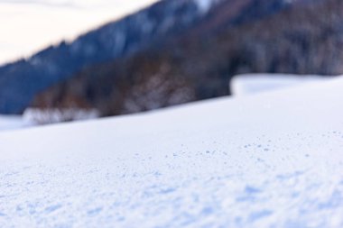 Valle Aurina, Tyrol, İtalya 'daki Casere çevresindeki güzel kış manzarasının manzarası.