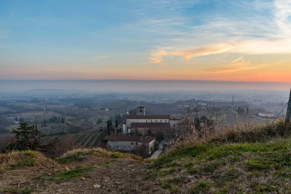 Schöner Sonnenuntergang Über Den Hügeln Italien — Stockfoto