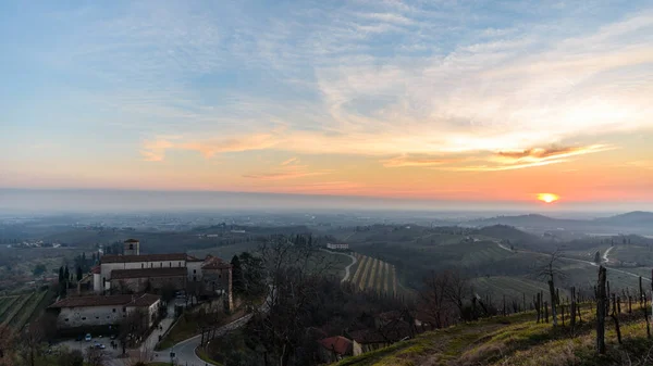 Bel Tramonto Sulle Colline Italia — Foto Stock