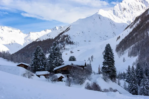 Cena Panorâmica Bela Paisagem Inverno Torno Casere Valle Aurina Tirol — Fotografia de Stock