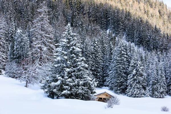 Cena Panorâmica Bela Paisagem Inverno Torno Casere Valle Aurina Tirol — Fotografia de Stock