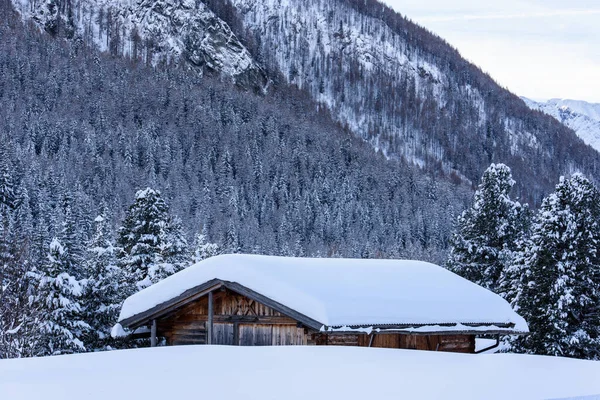 Cena Panorâmica Bela Paisagem Inverno Torno Casere Valle Aurina Tirol — Fotografia de Stock