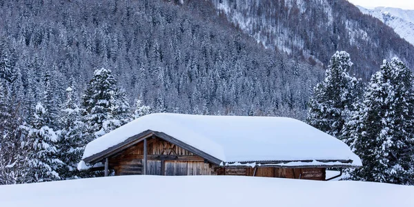 Cena Panorâmica Bela Paisagem Inverno Torno Casere Valle Aurina Tirol — Fotografia de Stock