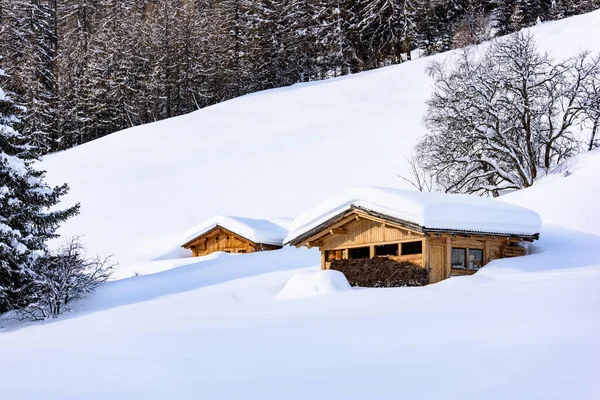 Plano Escénico Hermoso Paisaje Invierno Alrededor Casere Valle Aurina Tirol — Foto de Stock