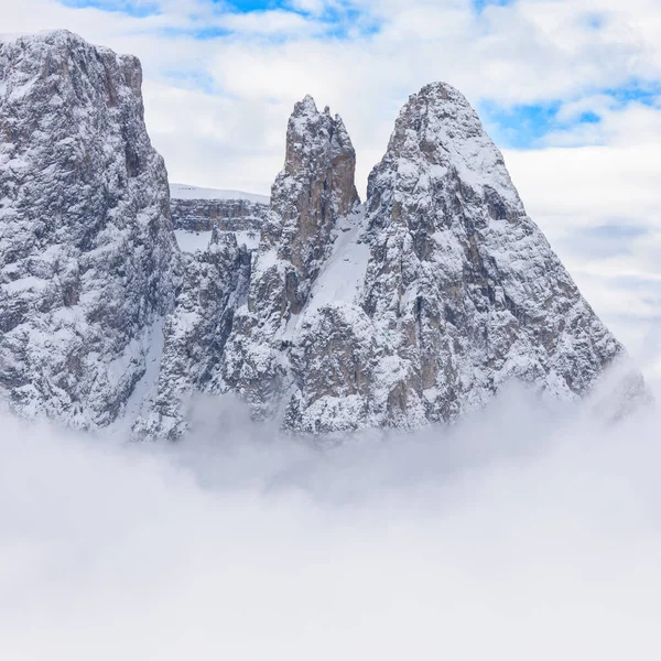 Foto Cênica Bela Neve Coberta Alpe Siusi Seiser Alm Dolomites — Fotografia de Stock