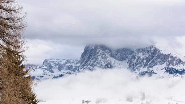 Malebný Záběr Krásného Sněhu Pokrytého Alpe Siusi Seiser Alm Dolomity — Stock fotografie