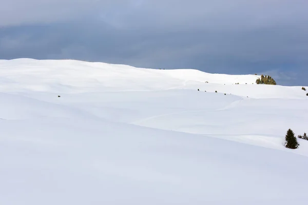 Vue Panoramique Belle Neige Couverte Alpe Siusi Seiser Alm Dolomites — Photo