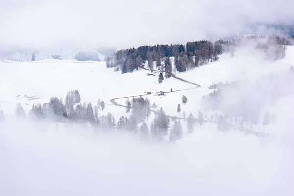 Güzel Kar Manzaralı Alpe Siusi Seiser Alm Dolomitler Talya — Stok fotoğraf