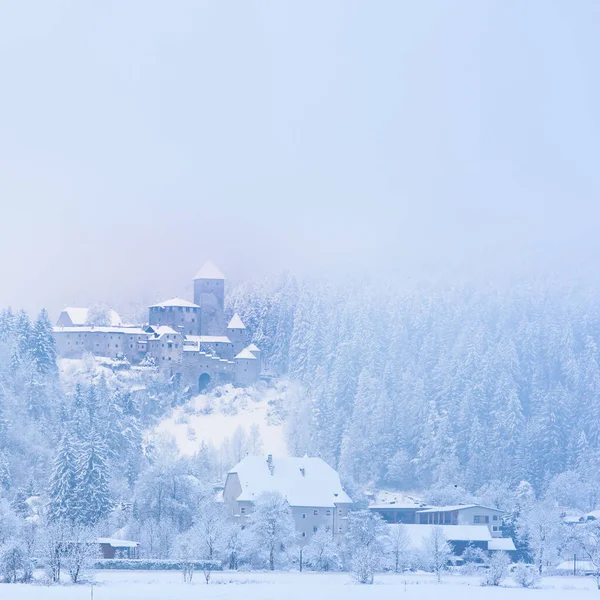 Paisagem Inverno Villa Ottone Castelo Tures Itália — Fotografia de Stock