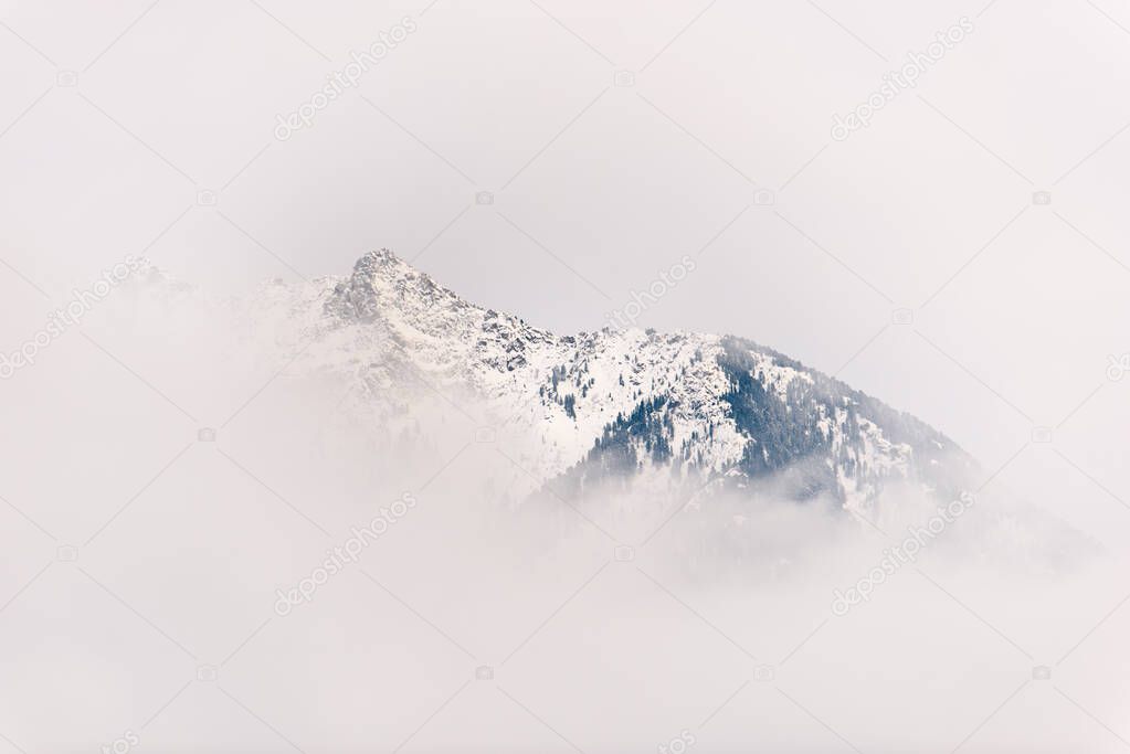 winter alpine landscape near Villa Ottone and Tures Castle, Italy