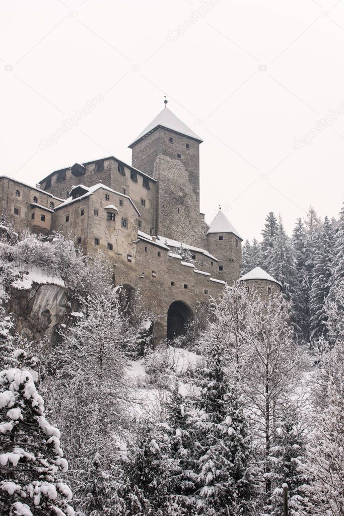 winter landscape of Villa Ottone and Tures Castle, Italy