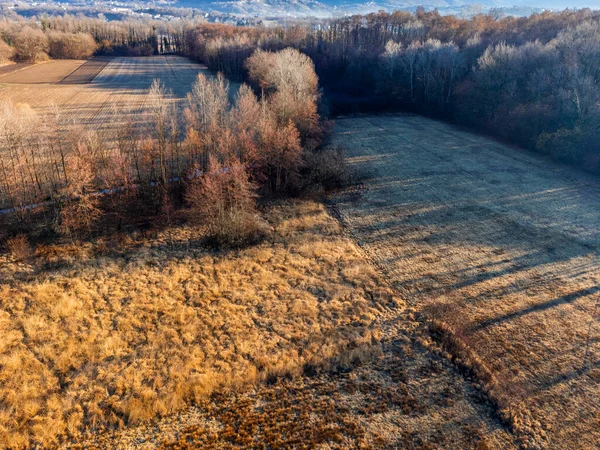 Εναέρια Άποψη Του Χειμερινού Αγροτικού Τοπίου Ιταλία — Φωτογραφία Αρχείου