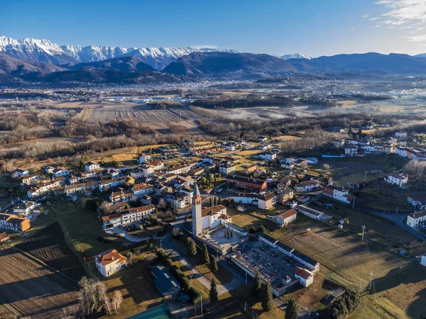 Aerial Shot Buildings Small City Province Udine Italy — Stock Photo, Image
