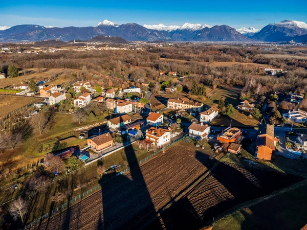 Flygfoto Byggnader Liten Stad Provinsen Udine Italien — Stockfoto